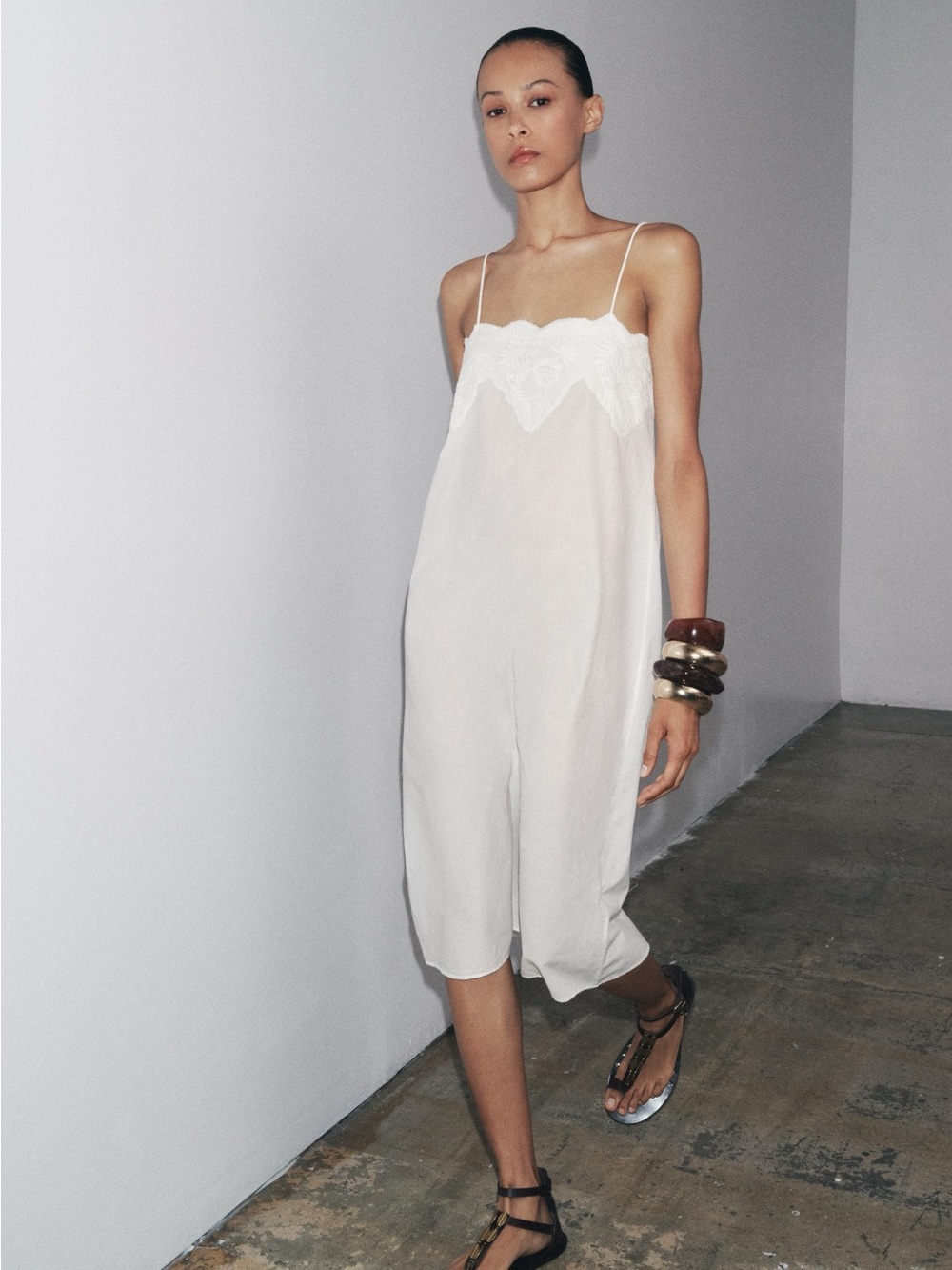 Zara Blogger Favorite Lace-Trim Cotton Slip Dress